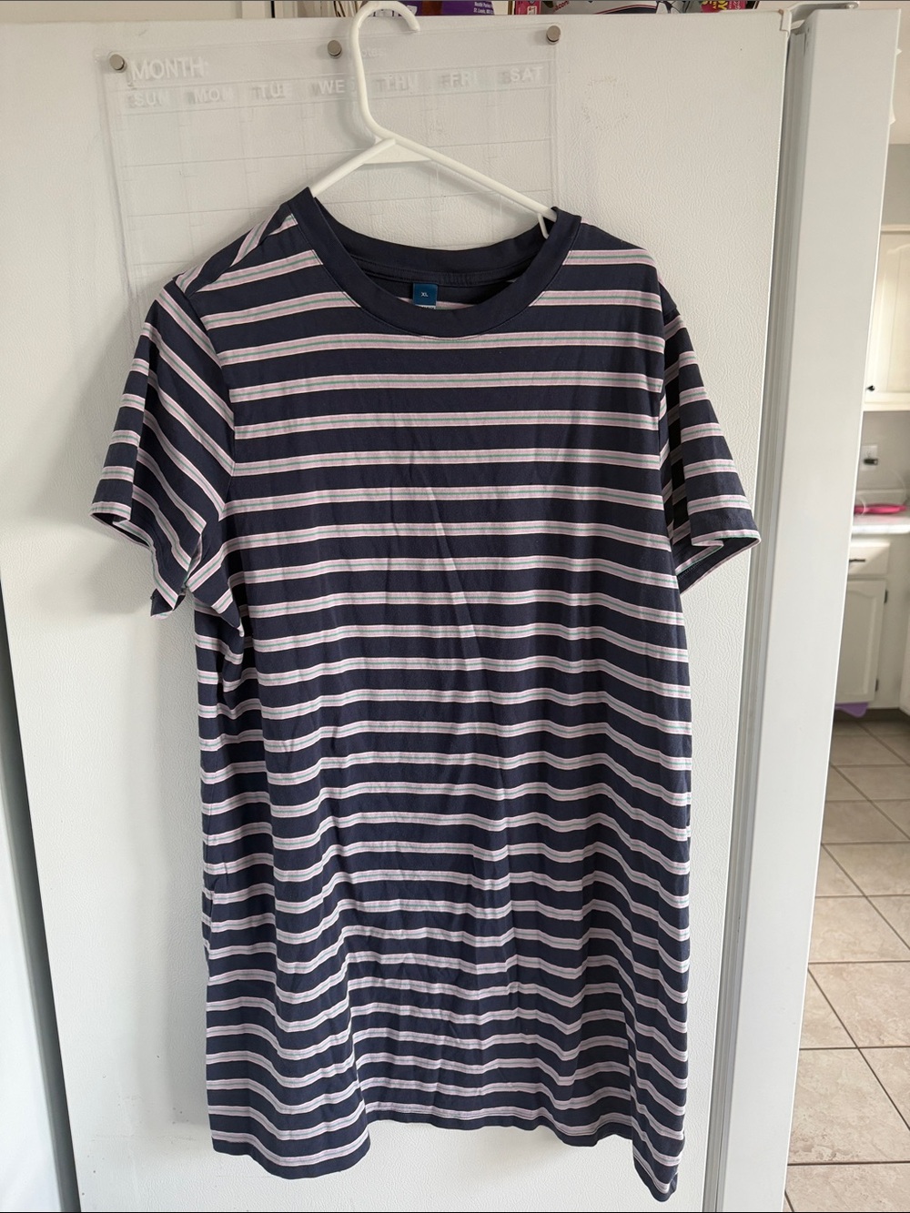 Old Navy Navy & White Striped Crewneck Tee